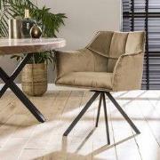 Set van 2 Eetkamerstoelen Lino Velvet Champagne Draaibaar