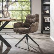 Set van 2 Eetkamerstoelen Elite Taupe Chenille Stof Rich Draaibaar