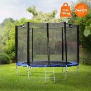 Trampoline Ø244 cm met veiligheidsnet, ladder en gevoerde stokken Blau...
