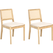 TAMARAC - Eetkamerstoel set van 2 - Lichtbruin - Rubberhout/Kunstrotan