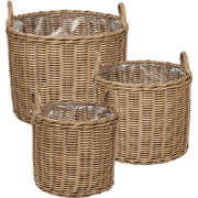 PENDULA - Bloempot set van 3 - Natuurlijk - PE rotan