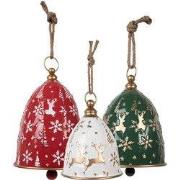 Clayre & Eef Decoratie Bel Ø 32x43 / Ø 28x35 / Ø 23x28 cm Rood Metaal