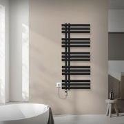 Badkamer radiator middenaansluiting 500x1200 mm zwart mat met verwarmi...
