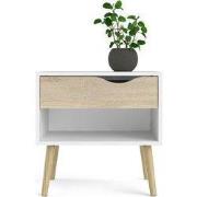 Nachtkastje met 1 lade, 1 open vak wit en eikendecor B50,2 cm  BILLUND