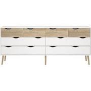 Dubbele ladekast met 8 lades wit en eikendecor B195,7 cm  BILLUND