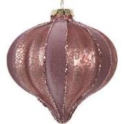 Clayre & Eef Kerstbal Ø 10x10 cm Roze Glas