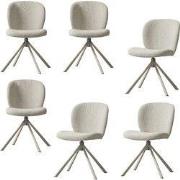 WOOOD Femke Eetkamerstoel - Bouclé - Naturel - Set van 6