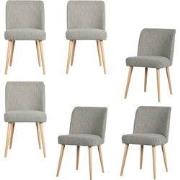 vtwonen Force Eetkamerstoelen - Bouclé - Grijs - Set van 6