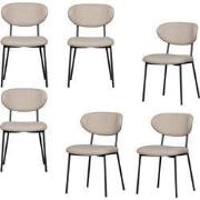 WOOOD Kjeld Eetkamerstoelen - Polyester - Naturel - Set van 6