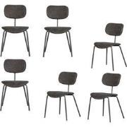 WOOOD Link Eetkamerstoelen - Polyester - Bruin/Grijs - Set van 6