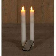 B.o. 2pcs rustiek wit wax diner kaars 23cm bew. vlam met afstands bedi...