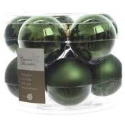 3 stuks - Kerstbal glas glans-mat diameter 6cm Dennen groen