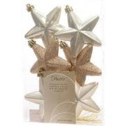 5 stuks - Ster plastic glans-mat-glitter/7.5cm/parel