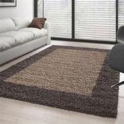 Hoogpolig vloerkleed - Candy Shaggy Taupe Lijstmotief - 80 X 150 CM