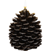 Kaars dennenappel led 3d vlam op batterij met timer 12.5x10.5 cm bruin