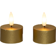 Theelicht wax led 3d vlam op batterij met timer 2 stuks d4h5 cm goud