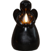 Kaars engel wax led 3d vlam op batterij met timer d8.5h14.5 cm zwart