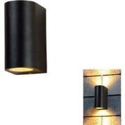Wandlamp LED GU-10 IP-65 - Twee lichtbundels ? Rond 15 cm - Zwart