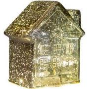 Huisje glas LED 12,5x7,5 goud