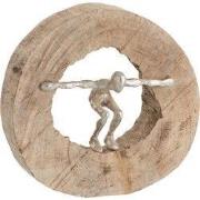 J-Line - Figuur Springen Hout/aluminium Naturel/zilver - 29x6.5x28cm