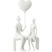 J-Line - Koppel Zittend Hart Ballon Poly Wit - 12x6x23.5cm