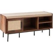 Schoenenbank notenafwerking 3 vakken 1 deur met stoffen front L100 cm ...