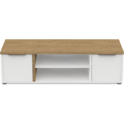 Meuble TV 2 portes et 2 niches décor chêne et blanc L135 cm - ACCESS