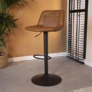 Industriële Barkruk Jason Cognac Kunstleer - Verstelbaar - Zonder Arml...