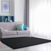 Laagpolig Effen Vloerkleed Tazira - Zwart - 160x220 cm