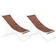 ANZIO/AVELLINO - Ligstoel doek set van 2 - Rood Bloemen - Polyester