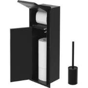Verborgen kastmodule met toiletborstel, 60x20x10 cm, mat zwart, roestv...