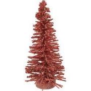 Clayre & Eef Kerstdecoratie Beeld Kerstboom Ø 14x25 cm Roze Hout