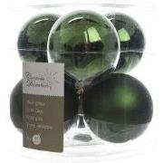 3 stuks - Kerstbal glas glans-mat diameter 8cm Dennen groen
