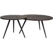 Housecraft Living Webster Salontafel en Bijzettafel Rond Teak Hout Bru...