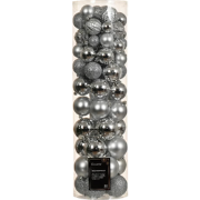 Kerstballen mix plastic d8 cm 80 stuks zilver