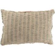 J-Line - Kussen Textuur Katoen/linnen Groen/beige - 60x40x12cm