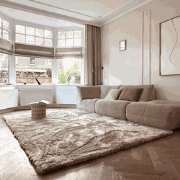 Hoogpolig vloerkleed Odelia stone - Interieur05 Beige; Wit - Polyester