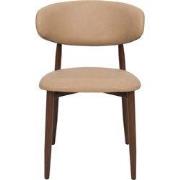 Eetkamerstoel - Beige/Walnoot - PU Leer - Alexia - Set van 2