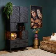 Starfurn - Vakkenkast New York - Zwart - 45x90x200 cm