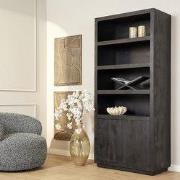 Starfurn - Boekenkast Brussel - Zwart - 45x90x200 cm