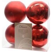 4 stuks - 4 kerstballen kerstrood 100 mm