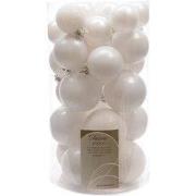 3 stuks - Kerstbal plastic glans-mat-glitter assorted winterwit