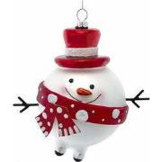 Ornament rood wit glas h12 cm