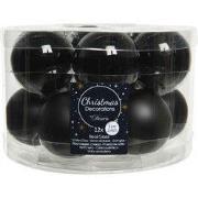 Kerstballen glas d5 cm zwart 12st kerst