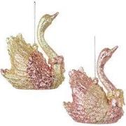 Orn.plc zwaan roze l8cm