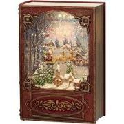 LED kerstlantaarn boek met vliegende kerstman met slee