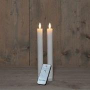 B.O. 2Pcs 3D Wick White Ribbel Taper Candle 23 cm Rustic Wax