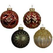 Kerstbal glas d8 cm groen/rood a4