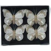 Vlinder veer l8b6h1 cm champagne 4st