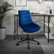 Bureaustoel op wielen blauw met fluwelen bekleding en metalen frame ML...